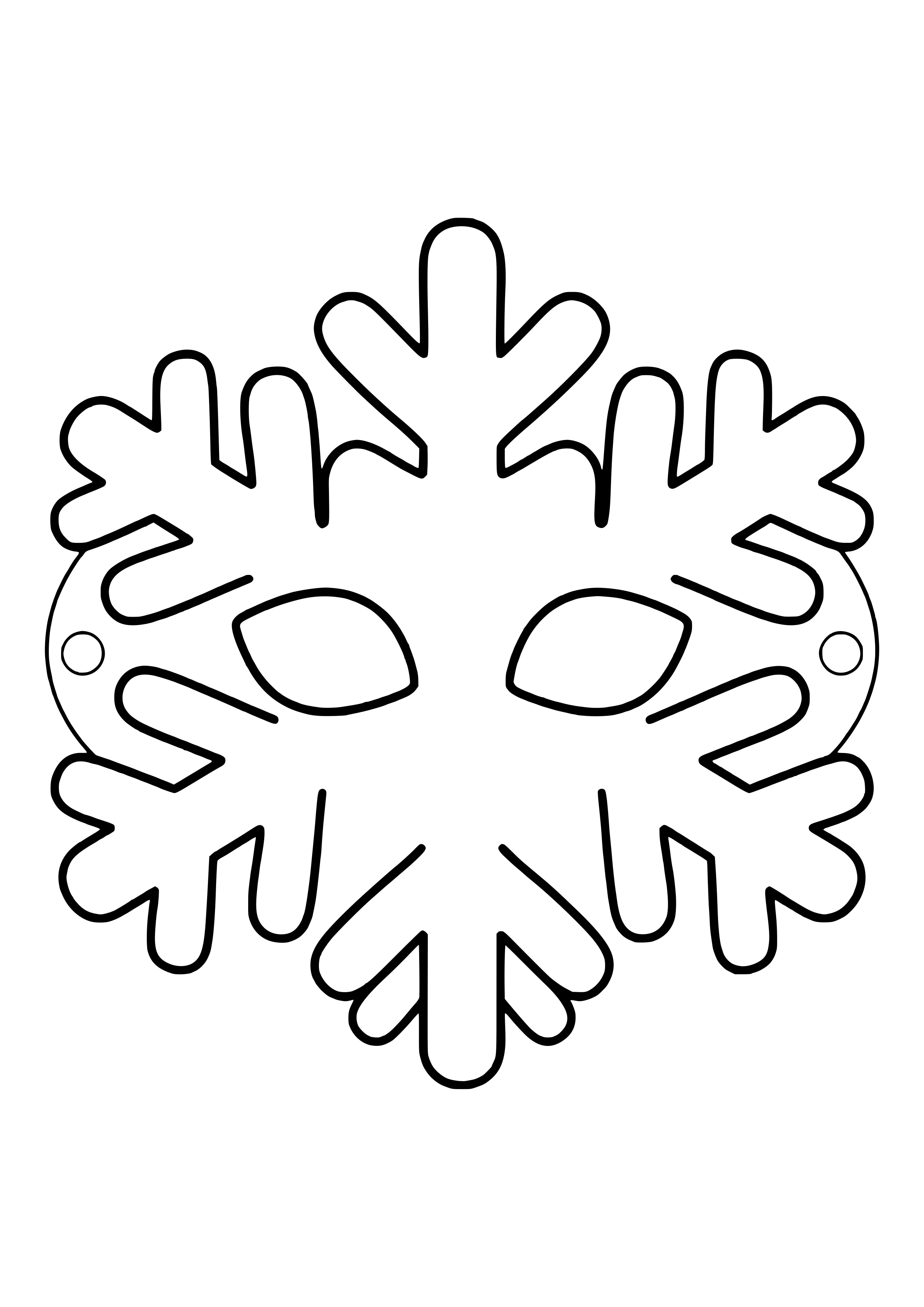 Eye mask made from a big snowflake with six wide arms, ready to print