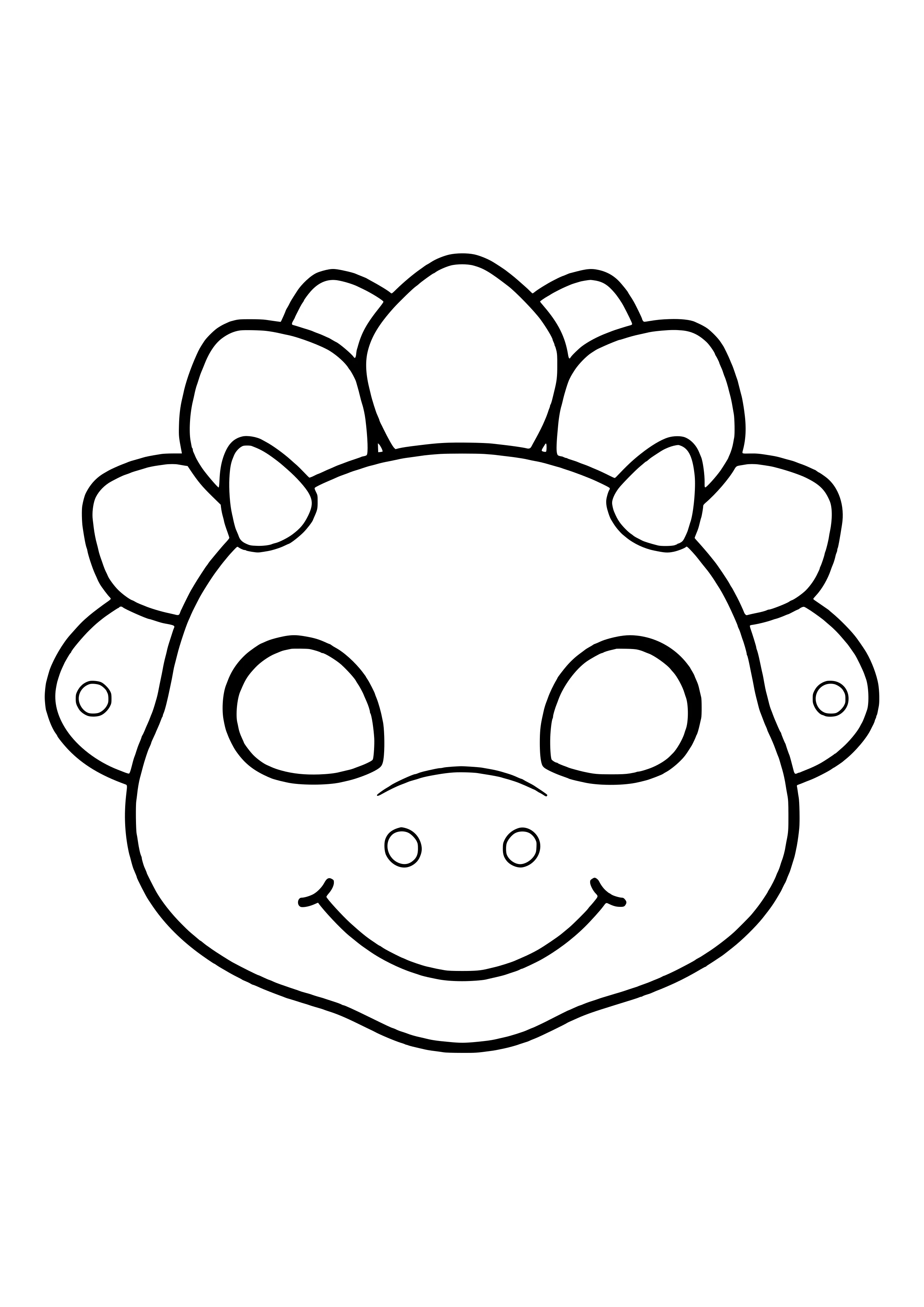 Stegosaurus Maske mit einer Krone aus großen Rückenplatten und kleinem Lächeln zum Ausdrucken