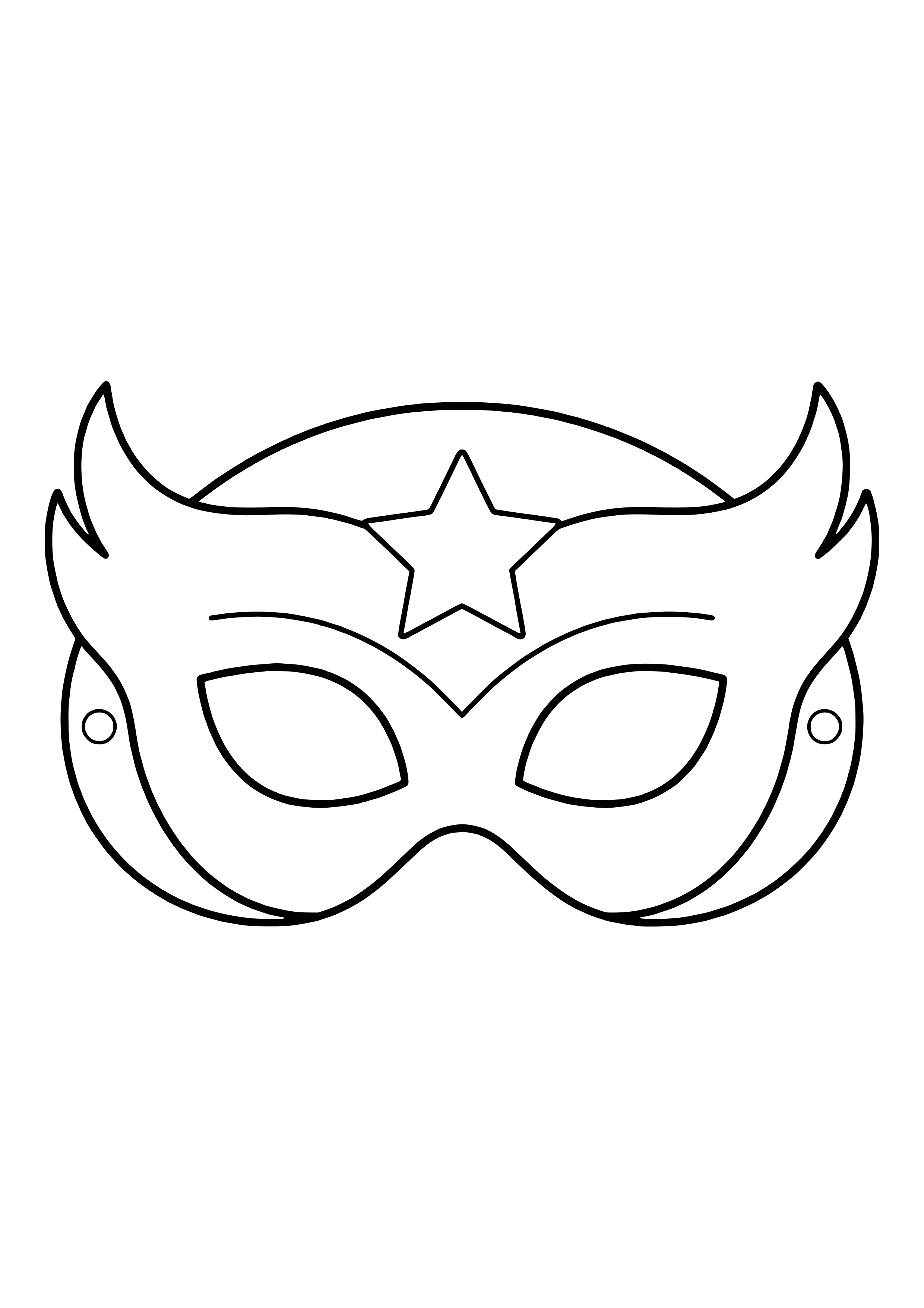 Superhero eye mask with a big star and sweeping wing tips, ready to print
