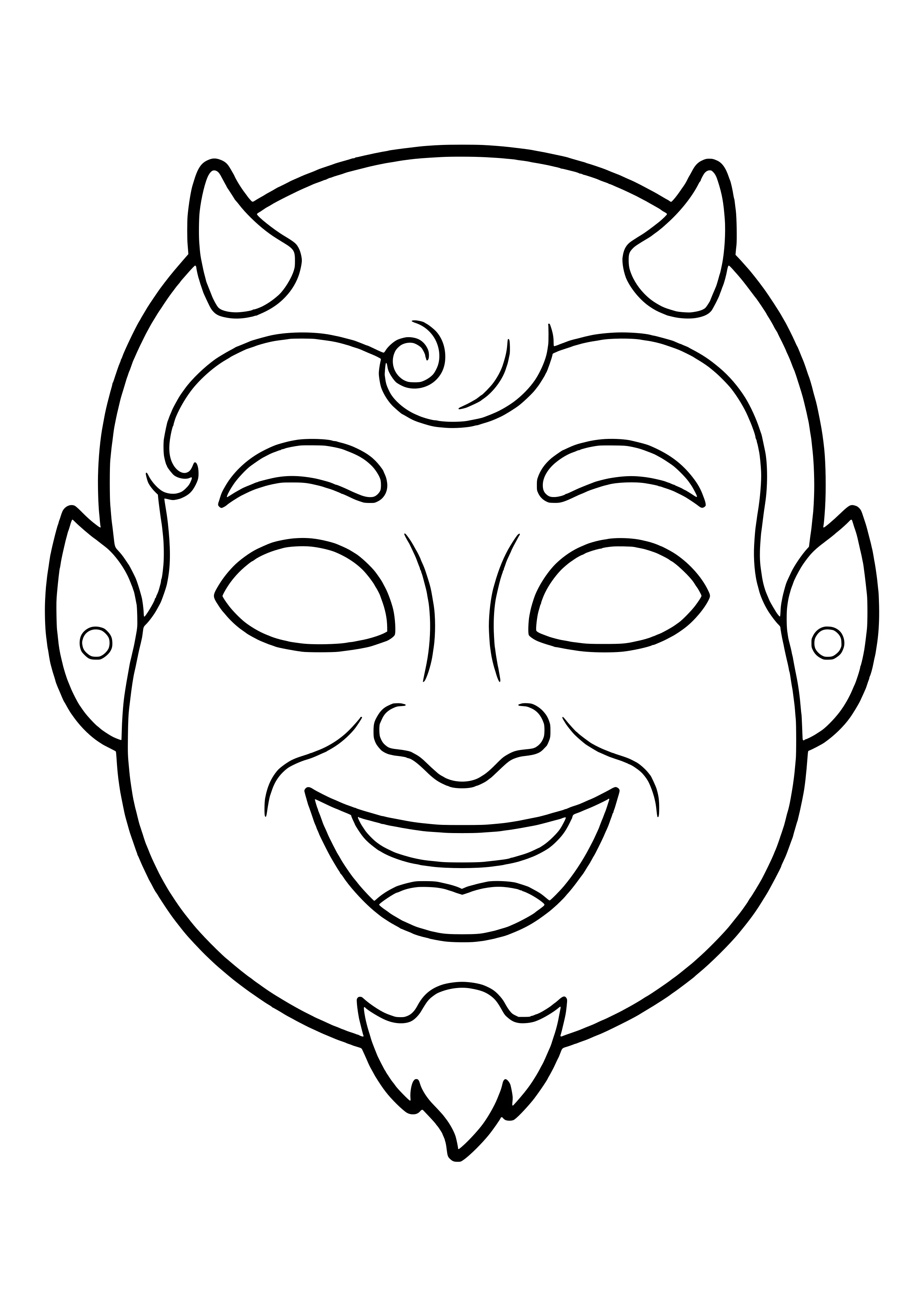 Cheeky, friendly little devil with small horns, a goatee, and a grin, ready to print