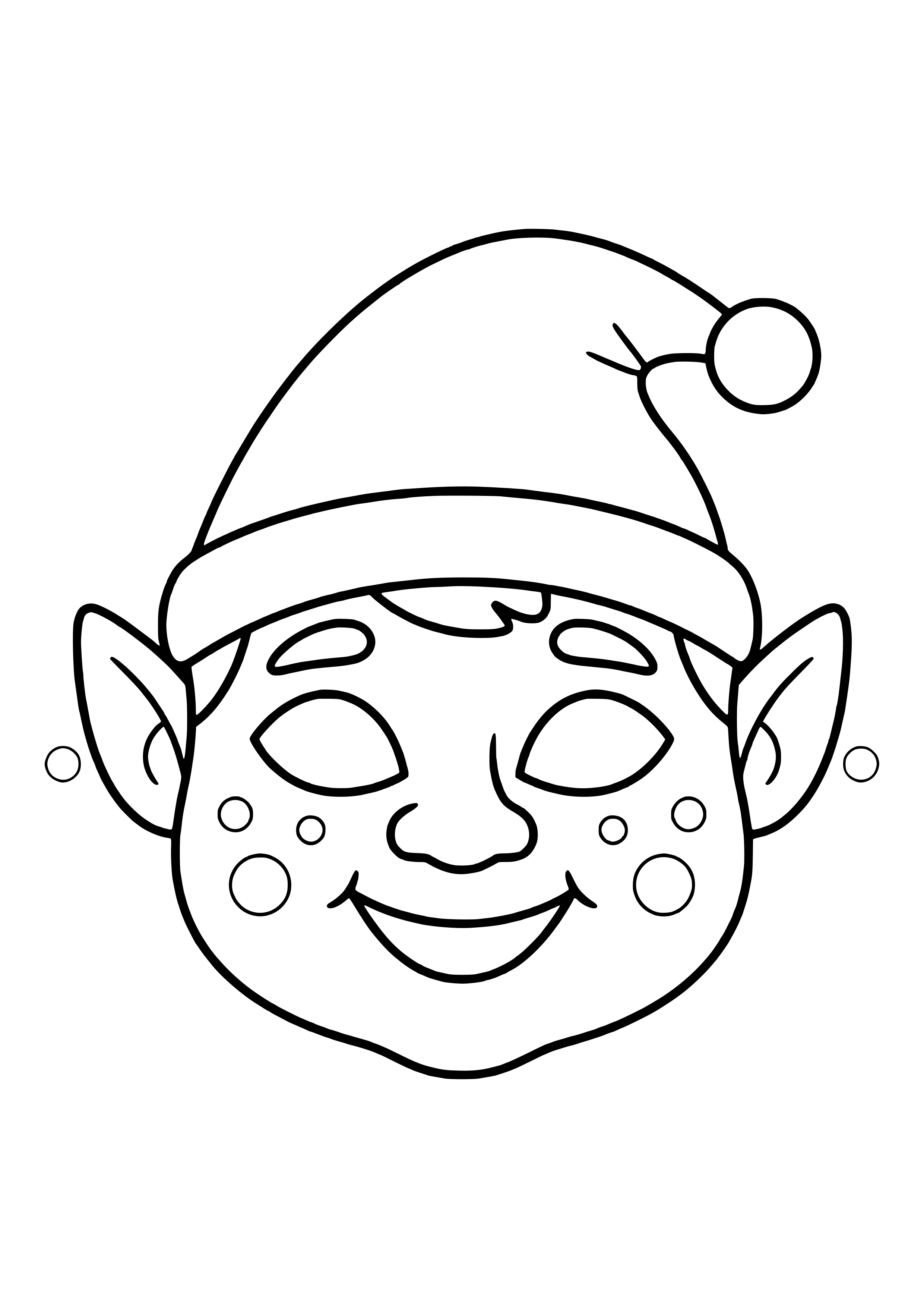 Weihnachtswichtel mit langer Zipfelmütze, spitzen Ohren und Sommersprossen zum Ausdrucken