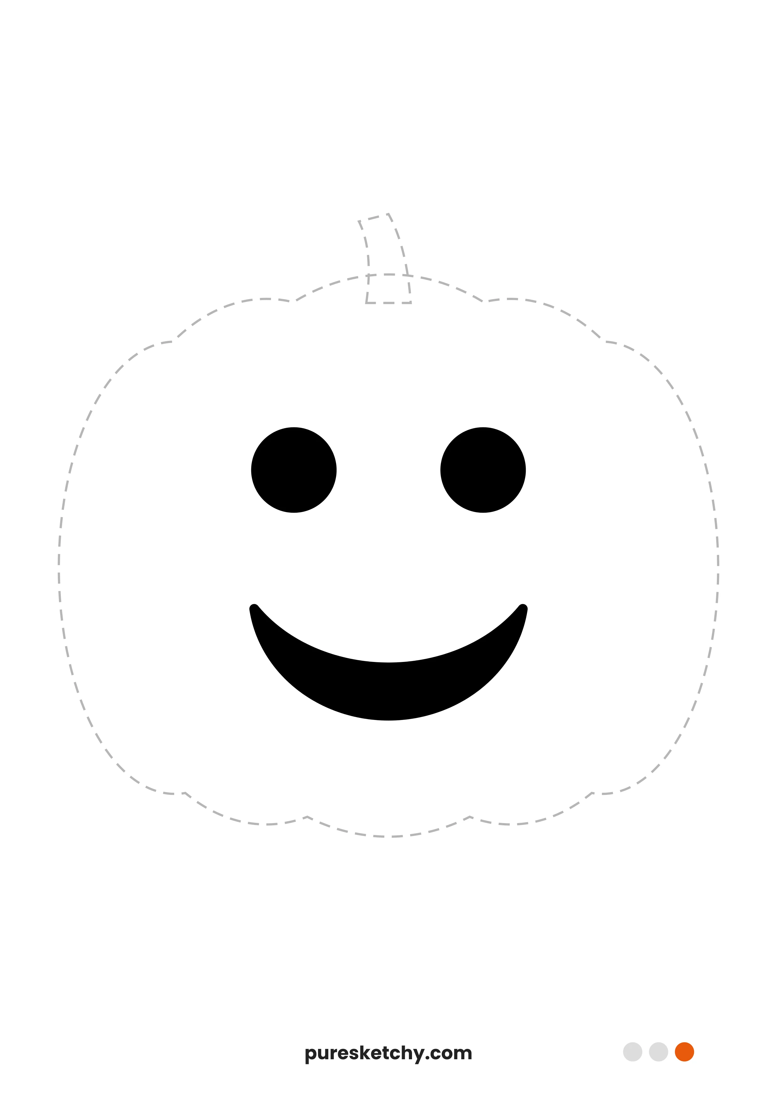 Smiley-Kürbisgesicht mit zwei runden Augen und breitem lachendem Mund – Kürbis-Schnitzvorlage zum Ausdrucken