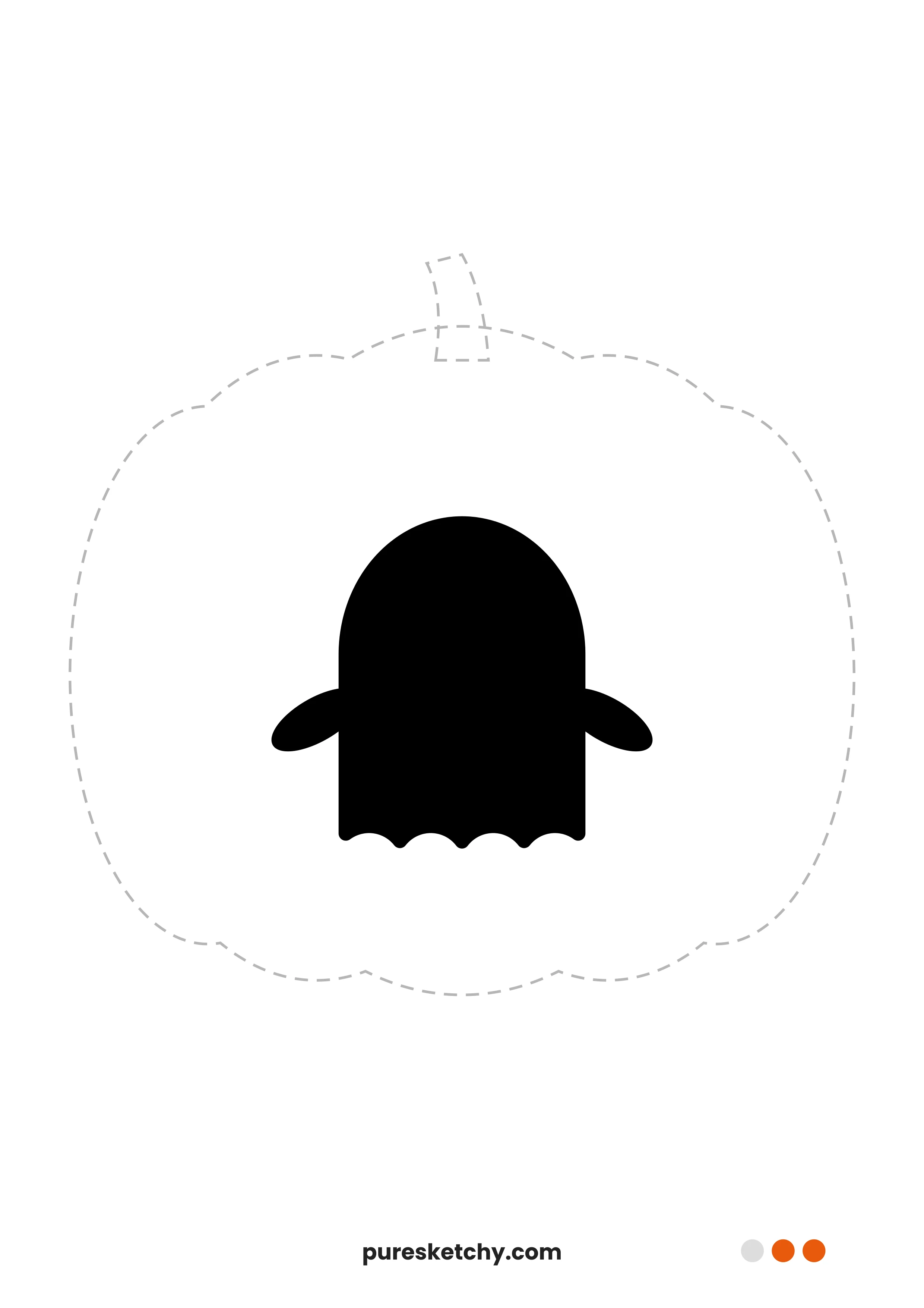 Silhouette of a ghost with a wavy hem and small arms – printable pumpkin carving stencil