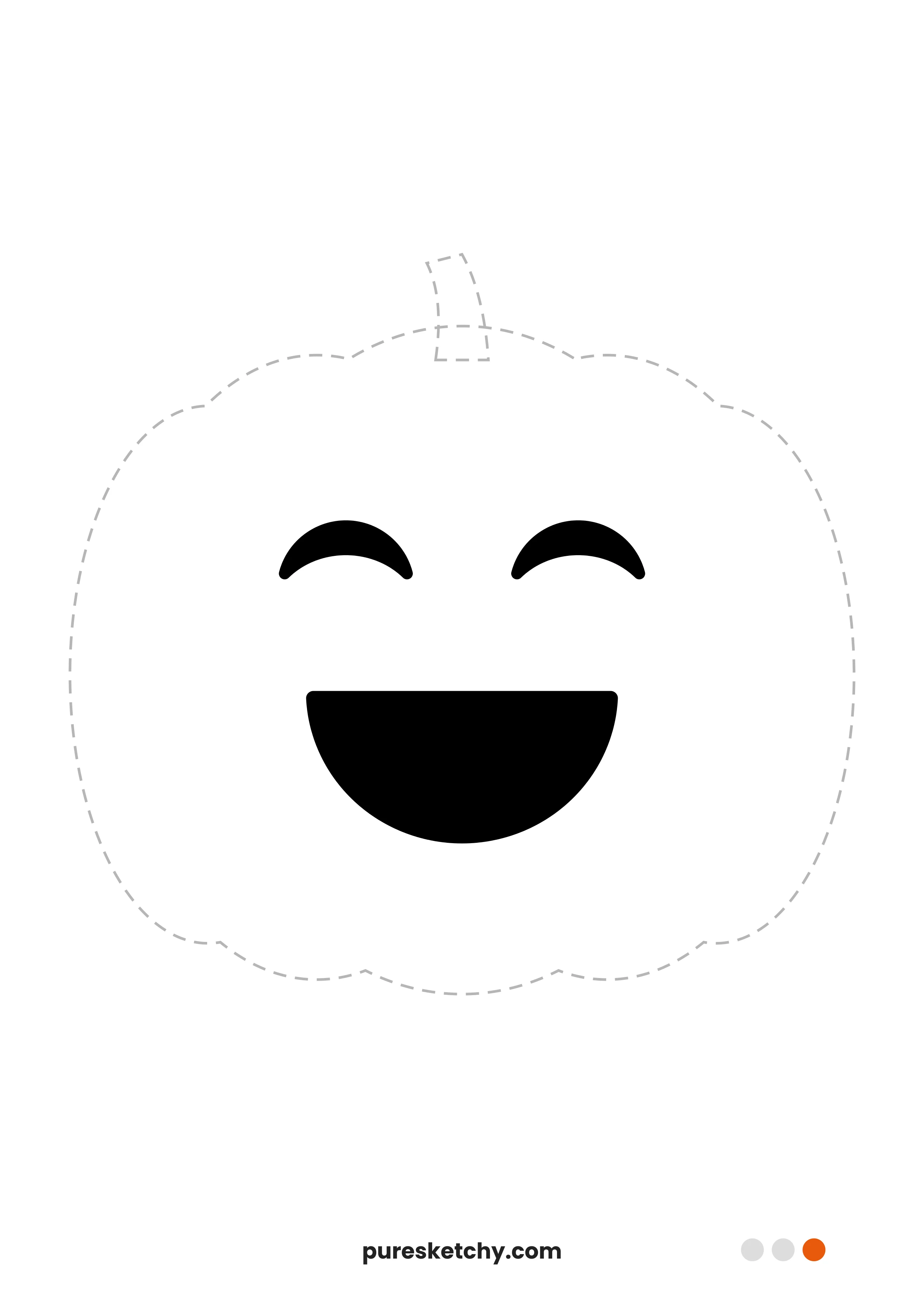 Laughing pumpkin with two arc-shaped eyes and a large open half-moon mouth – printable pumpkin carving stencil