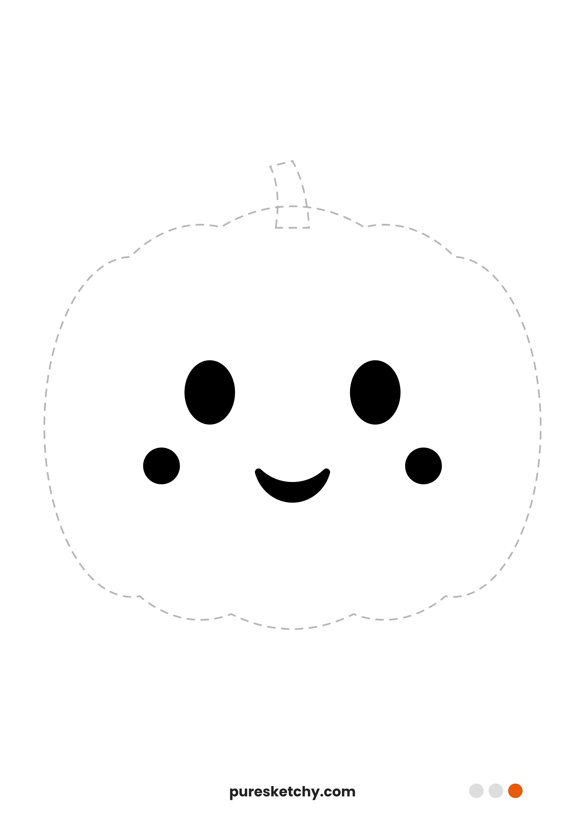 Cute pumpkin face with small oval eyes, a little smile and round cheeks – printable pumpkin carving stencil