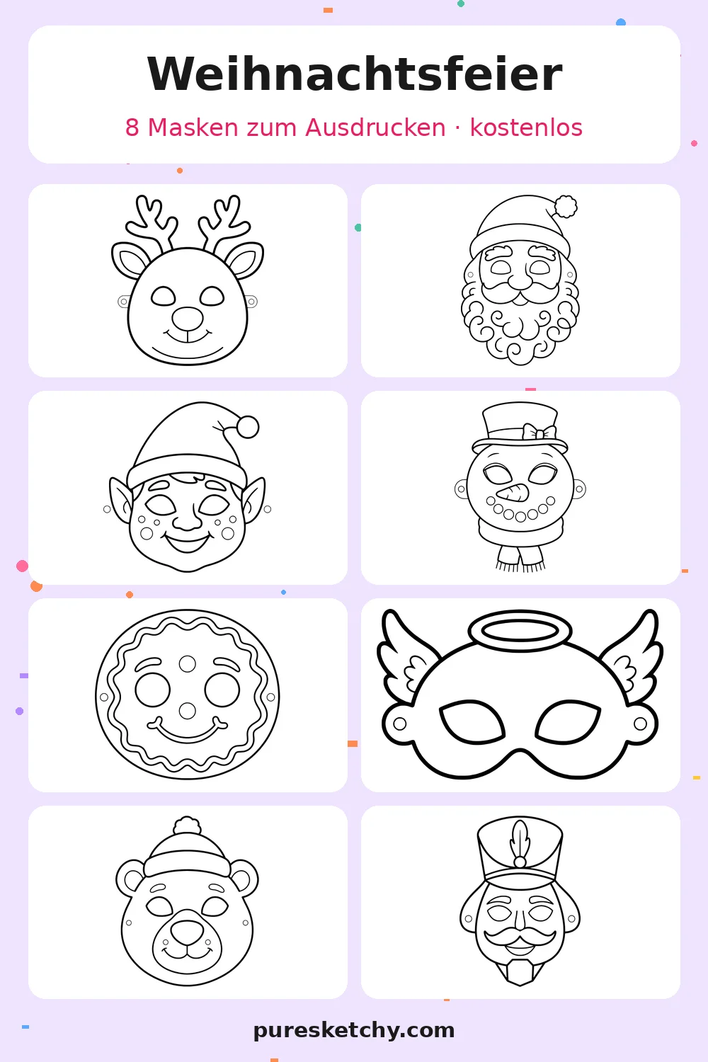 Weihnachtsfeier – Masken zum Ausdrucken