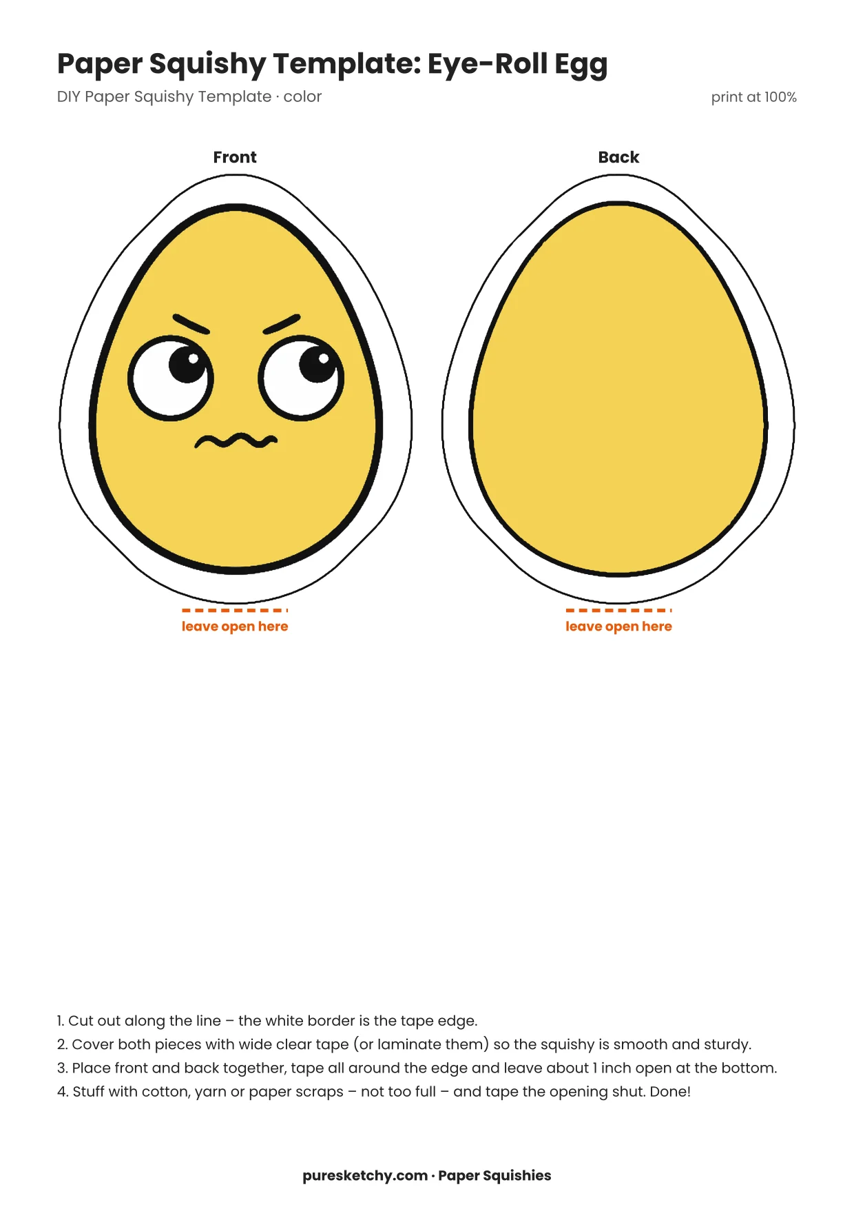White egg with eyes rolling upward, a raised eyebrow and an annoyed crooked mouth