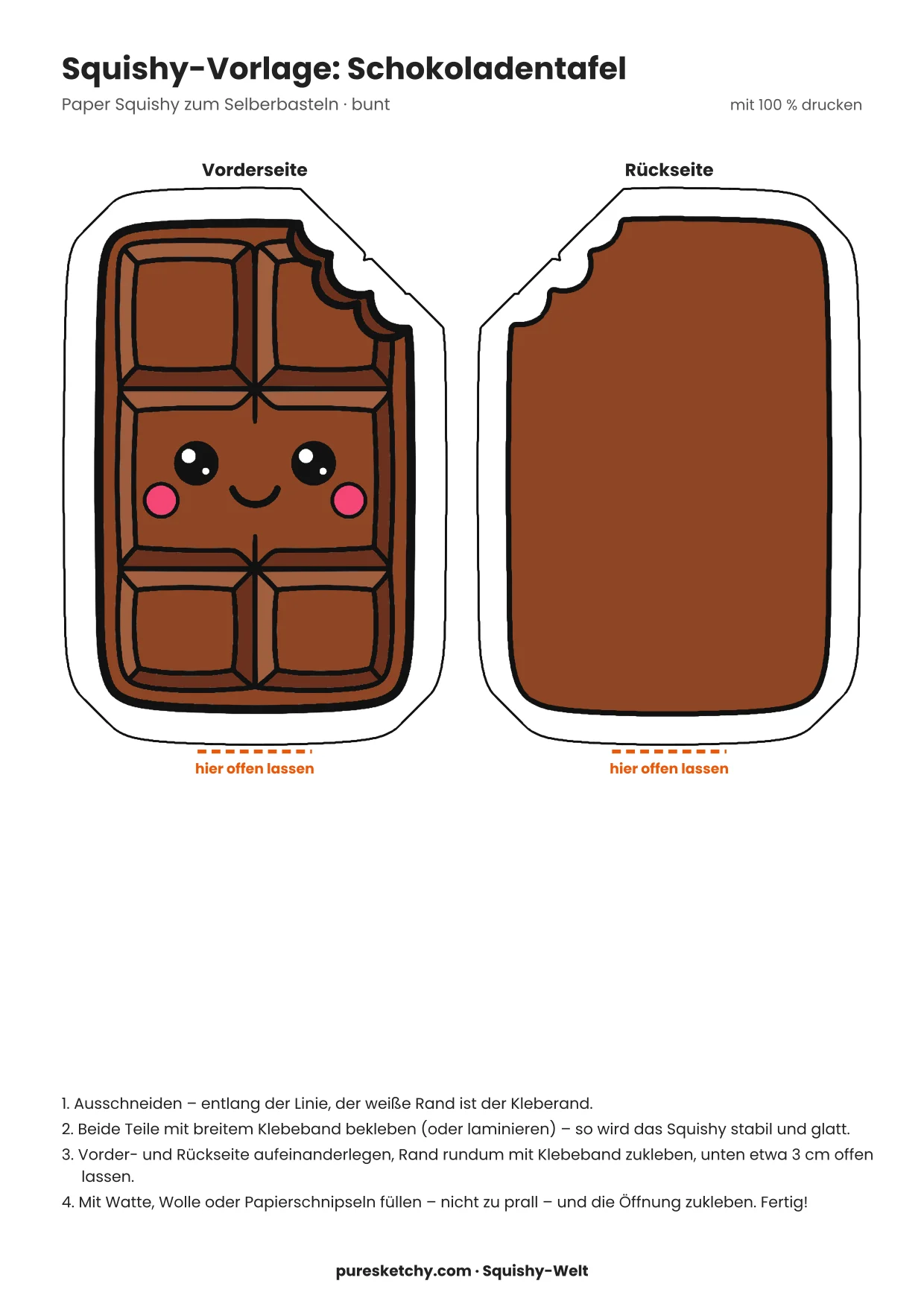 Braune Schokoladentafel mit Rippenmuster, halb ausgepacktem Papier und freundlichem Gesicht