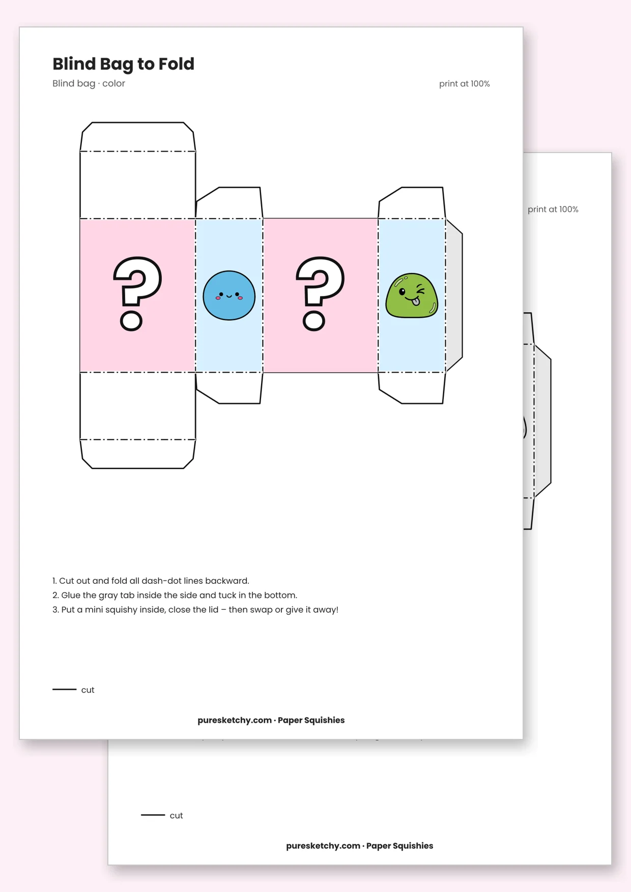 Colorful folded surprise bag with a big question mark label and stars as a paper template