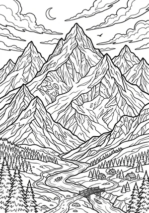 Berglandschaft Ausmalbild