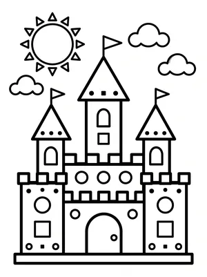 Prinzessinnen-Schloss Formen Ausmalbild