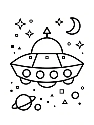 Weltraum-UFO Formen Ausmalbild