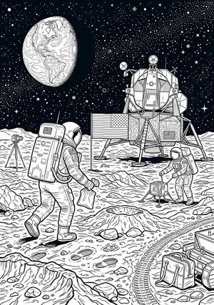 Moon Landing Coloring Page