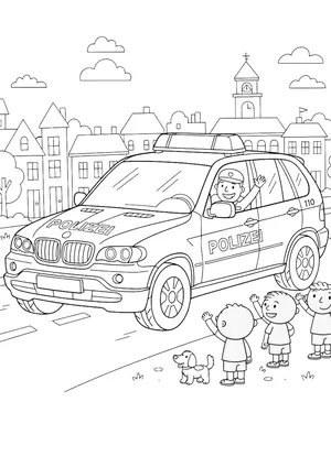 Police car coloring page