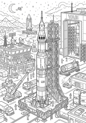 Rocket Base Coloring Page