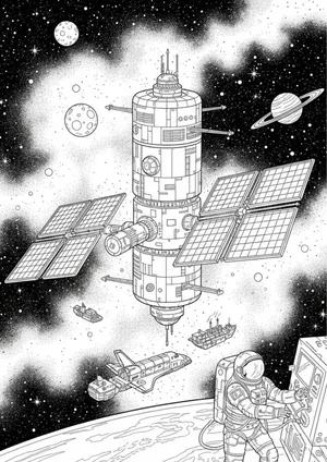 Space Station Coloring Page