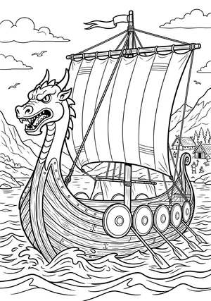 Viking Ship Coloring Page