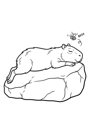 Capybara döst in der Sonne Ausmalbild