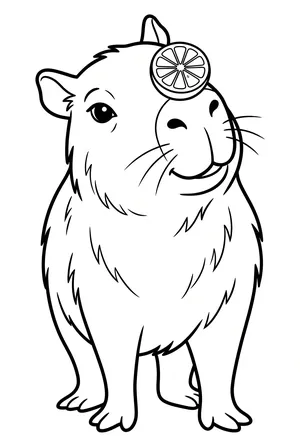 Capybara mit Orange Ausmalbild