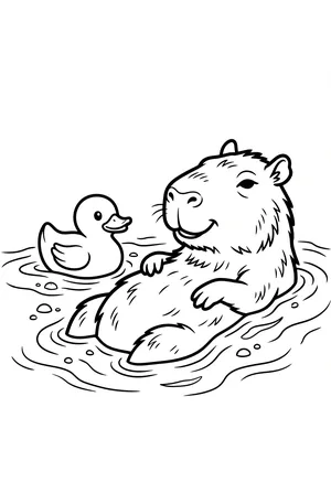 Capybara mit Ente Ausmalbild