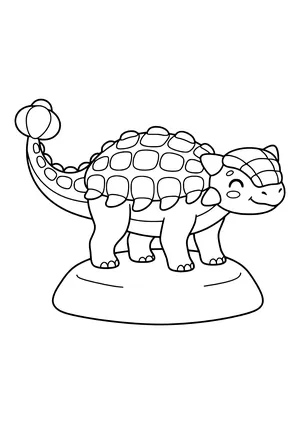 Euoplocephalus with large armor plates over its eyelids and a tail club, winking cheerfully – printable coloring page