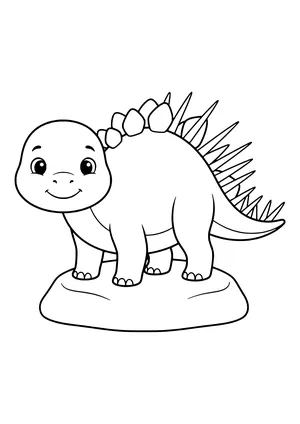 Kentrosaurus with back plates in front and long spikes in the back, friendly face – printable coloring page