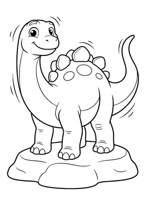 Smiling Saltasaurus with big round armor plates on its back – printable coloring page
