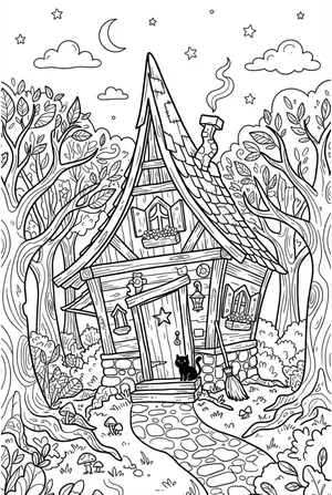 Witch House Coloring Page