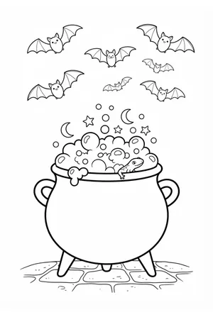 Cauldron with Potion Coloring Page