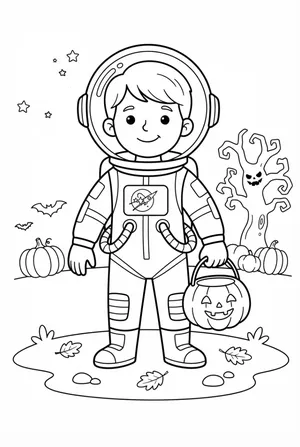 Kid as Astronaut coloring page