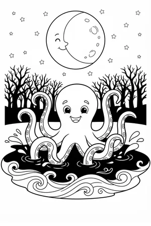 Kraken Monster Coloring Page