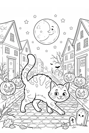 Sneaking Cat Coloring Page