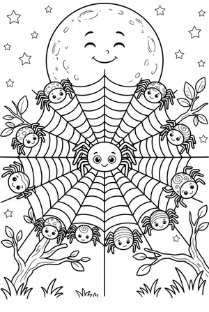 Spider Family Coloring Page