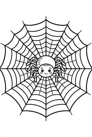 Spiderweb with Spider Coloring Page