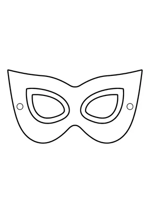 Blank superhero eye mask template with pointed outer corners, ready to print