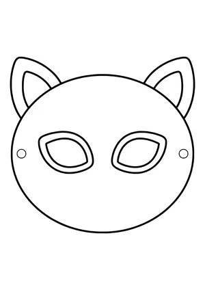 Round blank animal mask template with two pointed ears, ready to print