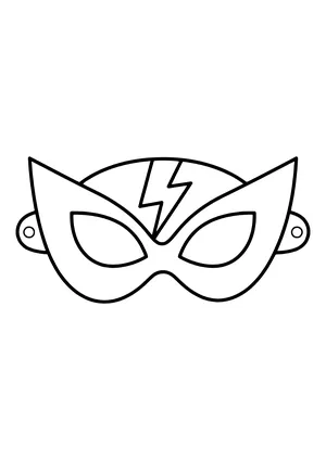 Superhero eye mask with pointed corners and a big lightning bolt, ready to print