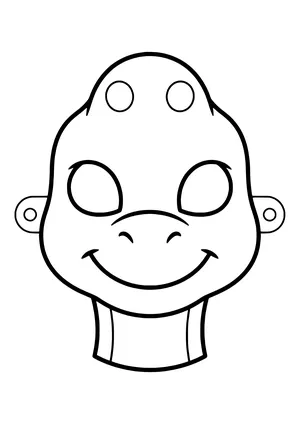 Brachiosaurus mask with a tall forehead crest, big nostrils, and a wide smile, ready to print