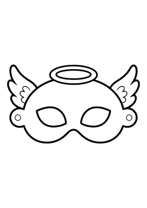 Angel eye mask with two big wings on the sides and a halo ring on top, ready to print
