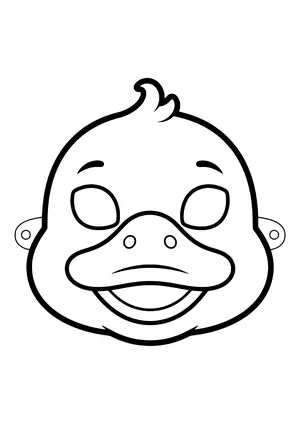 Duck mask with a small feather tuft and a wide flat bill, ready to print