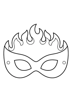 Superhero eye mask with big curvy flames along the top, ready to print
