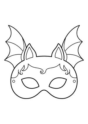 Bat eye mask with big jagged wings and pointed ears, ready to print