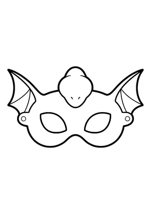 Pterodactyl eye mask with big pointed wings and a head crest, ready to print