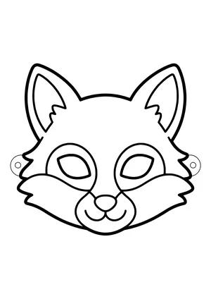 Printable fox mask with pointy ears, fluffy cheeks, and a smiling snout, ready to color