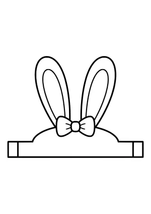 Headband strip with two long bunny ears and a small bow, ready to print