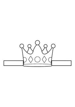 Grand king's crown with five points and large jewels as circles and diamonds, ready to print