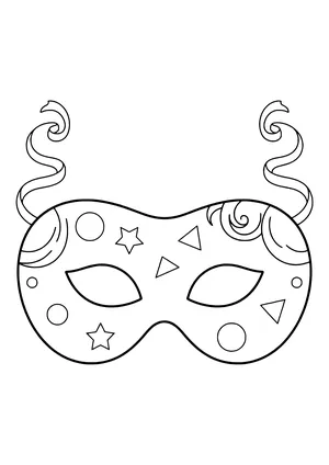 Party eye mask with big confetti shapes and two streamers, ready to print