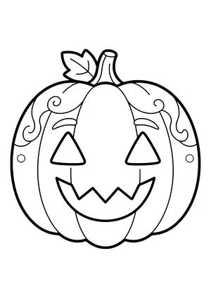 Grinning Halloween pumpkin mask with a stem, leaf, triangle eyes, and zigzag grin, ready to print