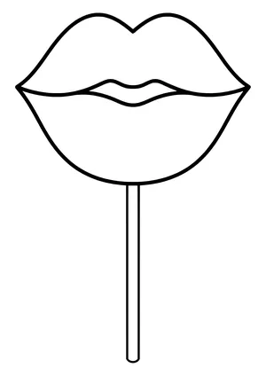 Big pair of full kiss lips as a photo booth prop on a stick, ready to print