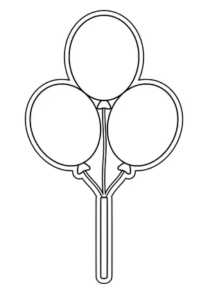 Three big balloons with strings meeting at the handle as a photo booth prop on a stick, ready to print